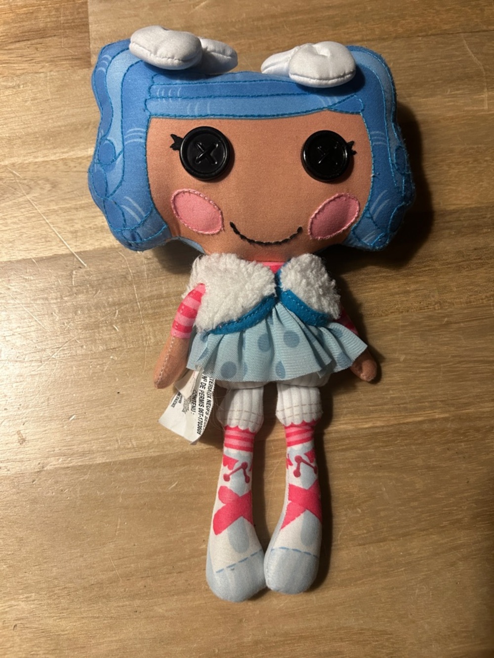 Lalaloopsy Mitaines Cheveux Bleus Peluche N Tissu 9" Bouton Yeux Point